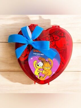 NEW Garfield Heart Flames No-Show Men's Ankle Sock 3 Pair Gift Set Size 8-12